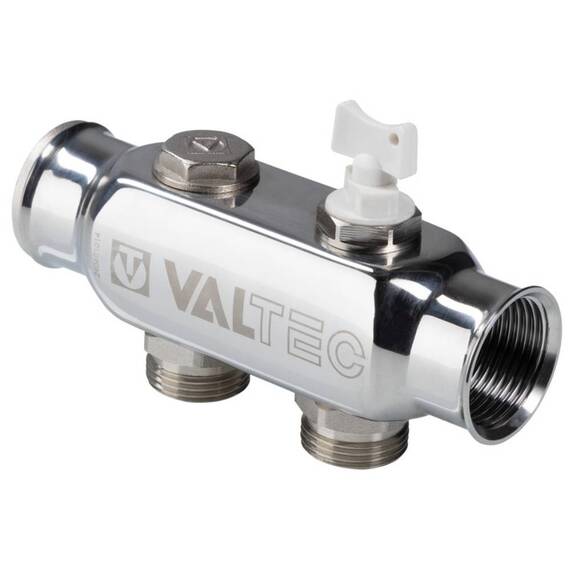 Коллектор VALTEC VTc.505.SS.060505 из нерж. стали с м-о расст. вых. 50 мм 1"х3/4" 5 вых. евроконус, фото 