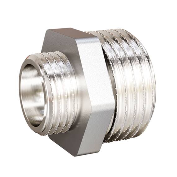 Ниппель латунный LD LD Pride DN40х32 (1 1/2"НР х 1 1/4"НР) латунь ник, фото 