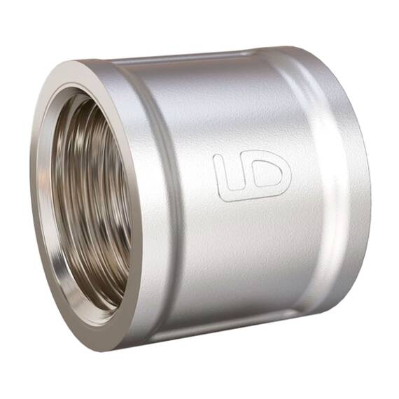Муфта латунная LD Pride DN32 (1 1/4") ВР латунь никель с биркой (, фото 