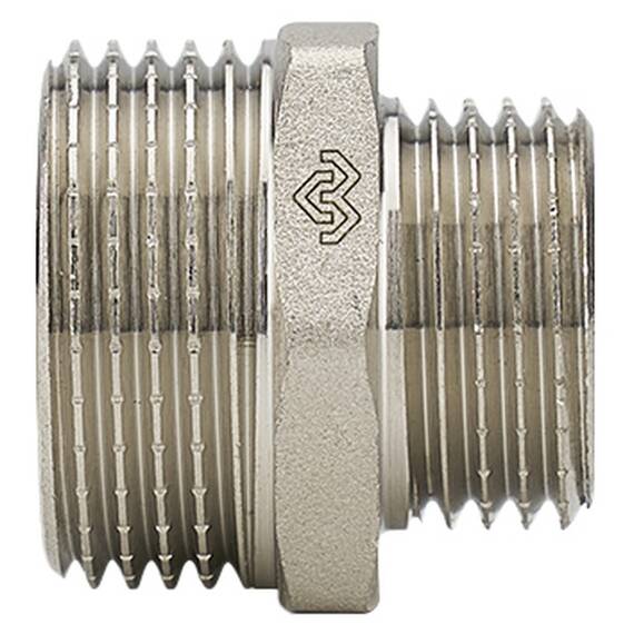 Ниппель Varmega переходной 3/4" x 1/2", никелированный, фото 