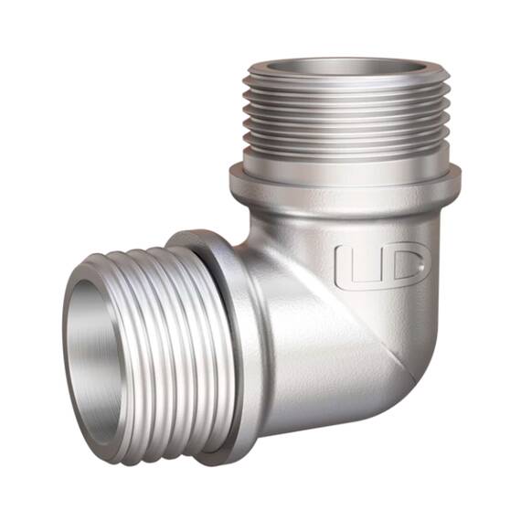 Угольник латунный LD Pride DN20 (3/4") НР/НР латунь никель с биркой, фото 