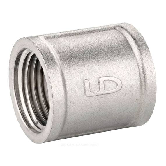 Муфта латунная LD Муфта LD Pride DN25 (1") ВР латунь никель БЕЗ БИРК, фото 