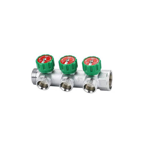 Коллектор регулирующий VARMEGA 1х3/4, 3 выхода, евроконус, никель, VMMM01-C06153, фото 