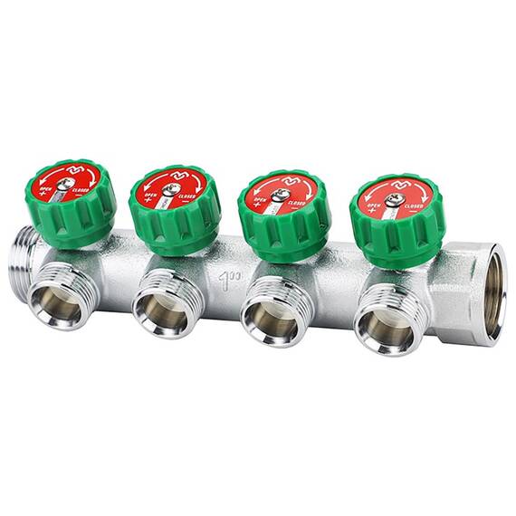 Коллектор регулирующий VARMEGA 1х3/4, 4 выхода, евроконус, никель, VMMM01-C06154, фото 