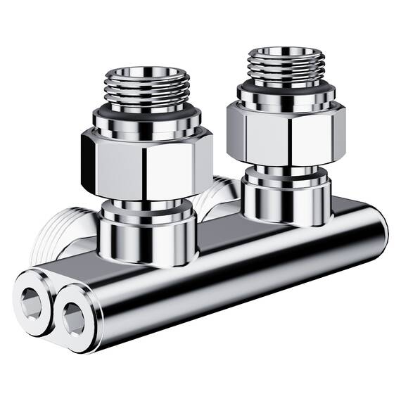 Узел нижнего подключения перекрестный Royal Thermo Design угловой 1/2"х3/4" EK (хром), фото , изображение 2