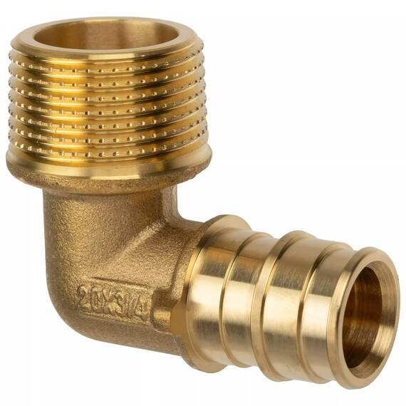 Угольник Usystems с наружной резьбой латунный для труб PE-Xa 25-R3/4"НР, тип 1, фото 