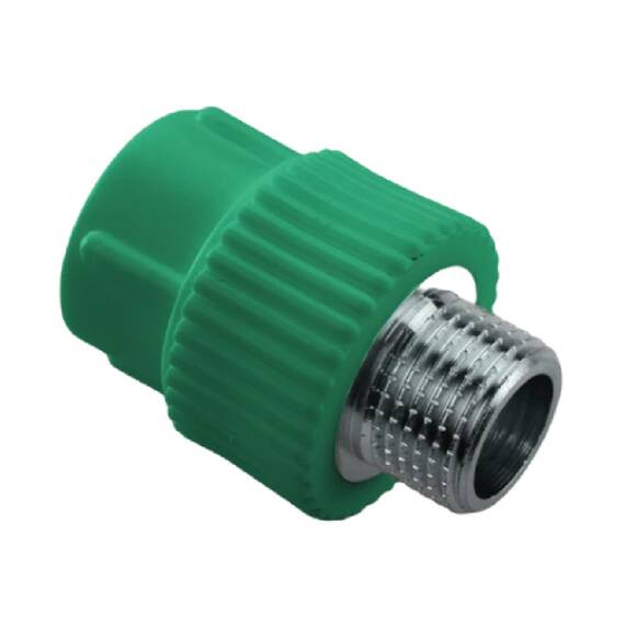 Муфта комбинированная для труб PPR AntiFire ПП D20-1/2"НР Green 034019, фото 
