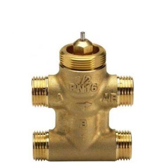 Клапан VZL 4 четырехходовой Ду 15, Ру 16, Kvs 0,63 м3/ч, н/р, Т= 120 °С, латунь, ход штока 2,8 мм, фото 