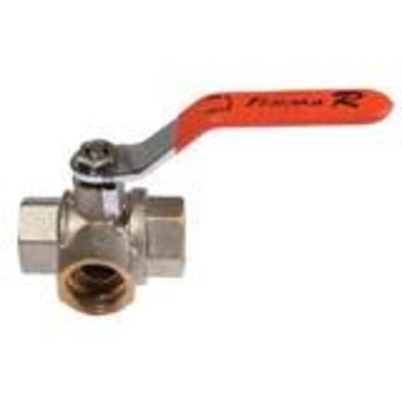 Кран шаровый трехходовой Terma-R 3/4",L-образный, в-в, ручка, фото 