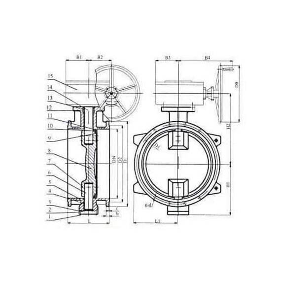 Затвор дисковый фланцевый двухэксцентриковый IDRA BV 23F PN10 DN 600, фото , изображение 2