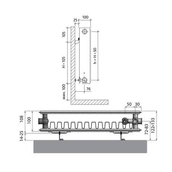 Радиатор панельный VENTIL COMPACT VC21-500-2800, фото , изображение 2