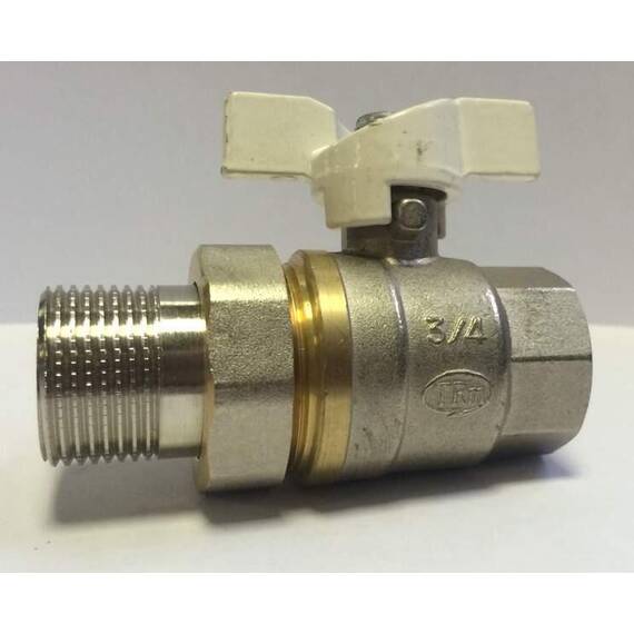 Кран шаровый TERMA СВ 1/2", с американкой, бел. бант, фото 