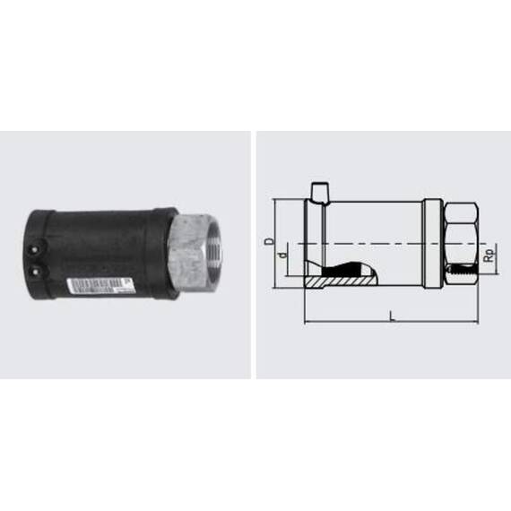 Переход ПЭ-ВП с внутренней резьбой MUM d63x2" SDR 11 Frialen, фото , изображение 2