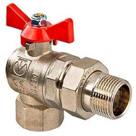 Кран шаровый VT.228, 1/2", в-н, угловой со сгоном, фото 