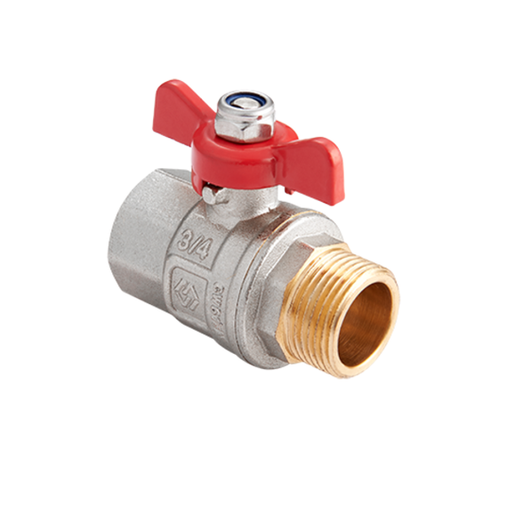 Кран латунный с ручкой-бабочкой и подключением гайка-штуцер (БГШ) 3/4" PN 40  BV.514.05, фото 