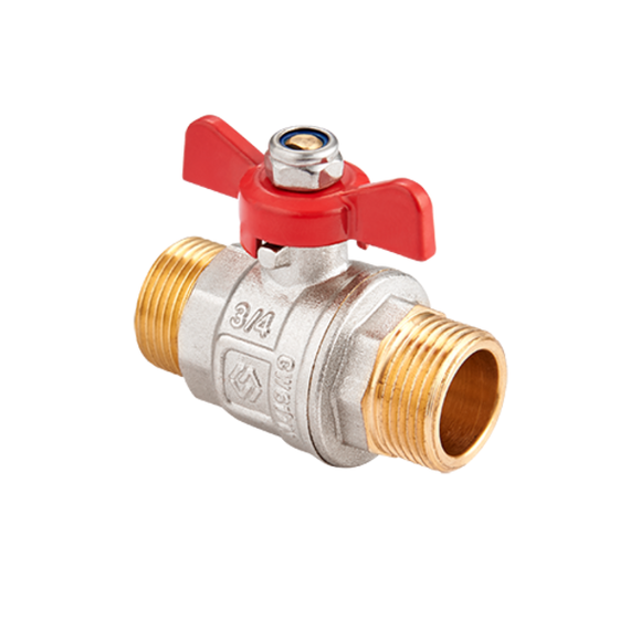 Кран латунный с ручкой-бабочкой и подключением штуцер-штуцер (БШШ) 1/2" PN 40  BV.515.04, фото 