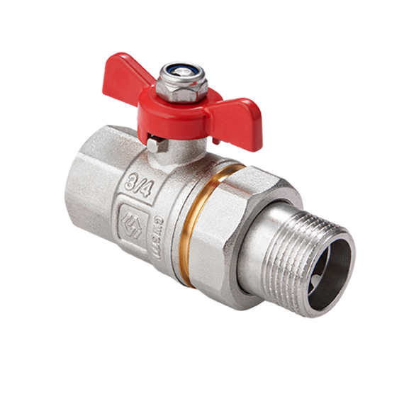 Кран-американка латунный с полусгоном и ручкой-бабочкой 3/4" PN 40  BV.520.05, фото 