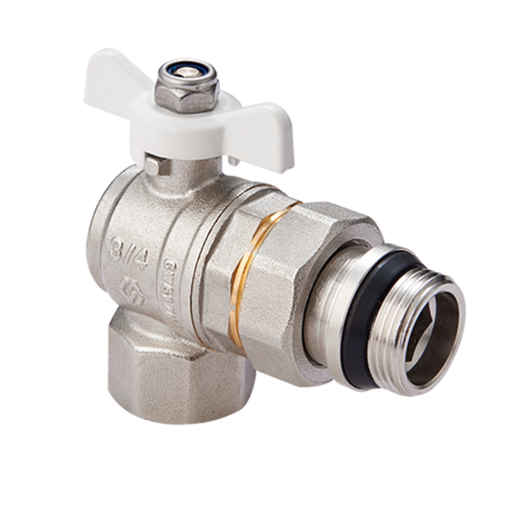 Кран-американка латунный угловой с полусгоном и самоуплотняющимся кольцом 3/4" PN 40  BV.523.05, фото 