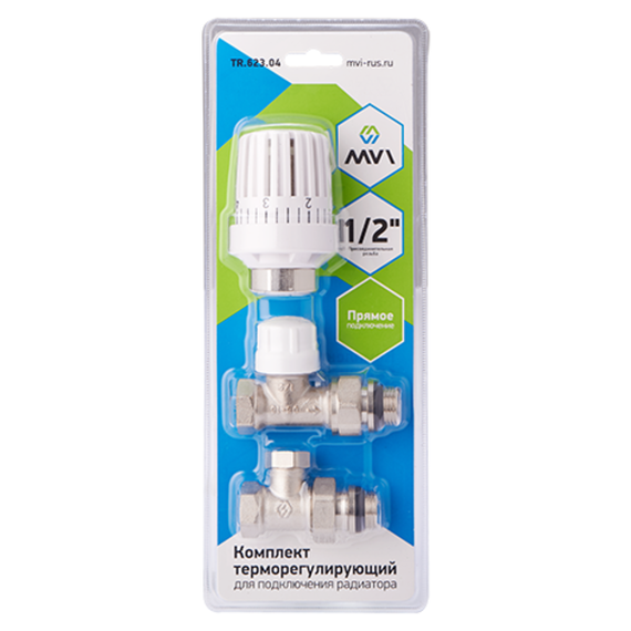 К-т прямой 3 в 1 (термоголовка, клапан термостатический, клапан настроечный) 3/4" TR.623.05, фото 