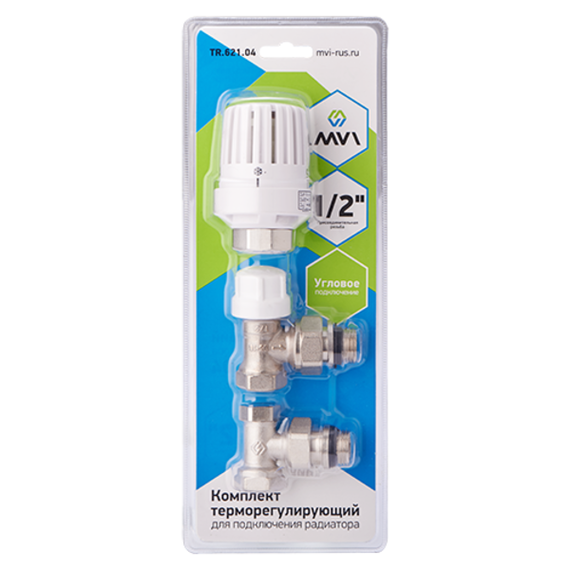 К-т угловой 3 в 1 (термоголовка, клапан термостатический, клапан настроечный) 3/4" TR.621.05, фото 