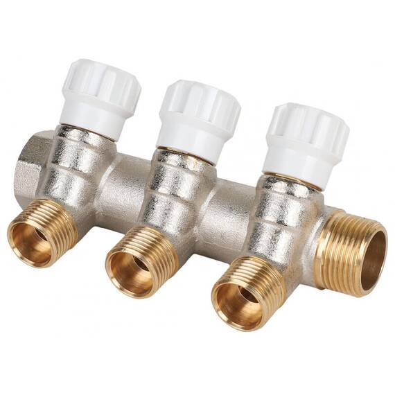 Коллектор латунный с регулирующими вентилями MVI 3/4"x1/2"ЕК 3 вых. MM.403.0504, фото 