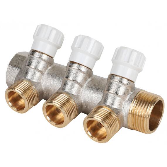 Коллектор латунный с регулирующими вентилями MVI 1"x3/4"ЕК 3 вых. MM.403.0605, фото 