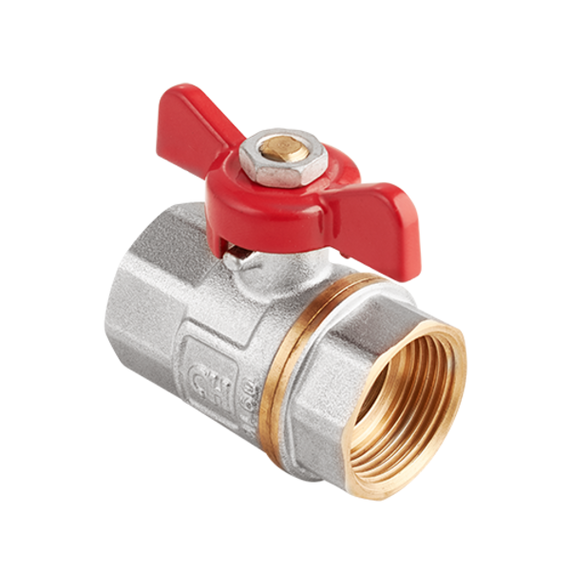 Кран шаровый полнопроходной AquaHit в-в, бабочка (БГГ) 1/2" PN 25  BV.313.04, фото 