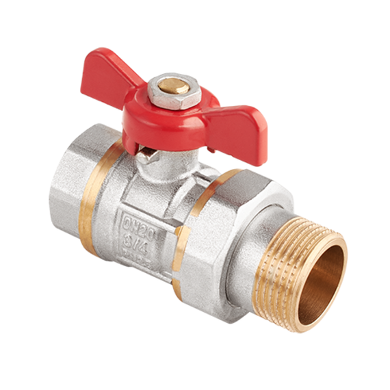 Кран шаровый полнопроходной с полусгоном AquaHit в-н, бабочка 1/2" PN 25  BV.320.04, фото 