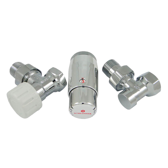 Комплект подключения угловой STANDARD MINI 1/2&amp;quot; (хром) с термоголовкой MINI DIAMANT М30х1,5, фото 