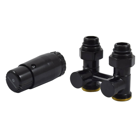 Комплект узла нижнего подкл прямой STANDARD 3/4&amp;quot; (Ral 9005) с термогол. М30х1,5, ниппеля 1/2&amp;quot;Х3/4&amp;quot;, фото 