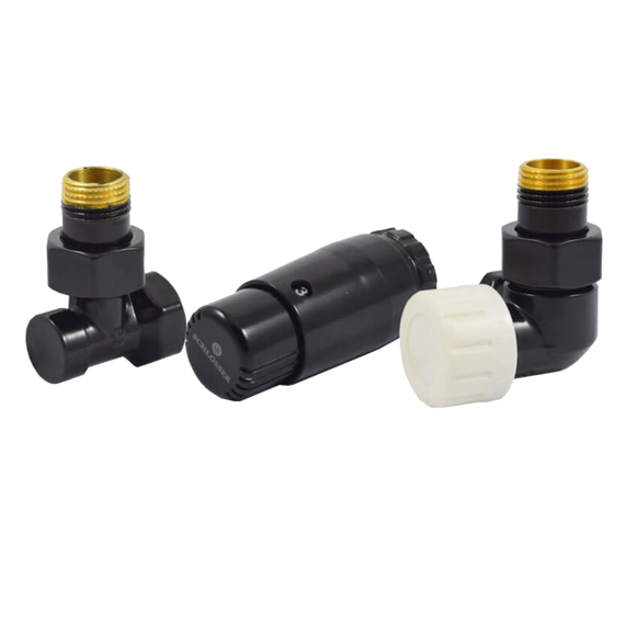 Комплекты подключения осевой правый STANDARD MINI 1/2&amp;quot; (Ral 9005) с термог. MINI DIAMANT М30х1,5, фото 