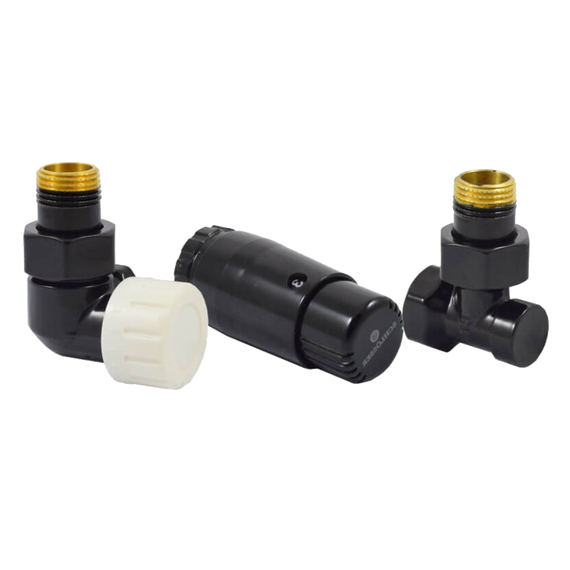 Комплекты подключения осевой левый STANDARD MINI 1/2&amp;quot; (Ral 9005) с термог. MINI DIAMANT М30х1,5, фото 