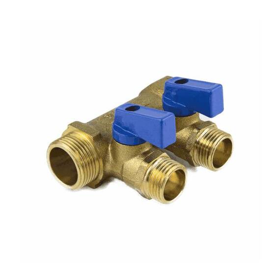 Коллектор лат шар/к син 3/4&quot; м/р 3в 1/2&quot; н/р 35мм Aquasfera 9025-02, фото , изображение 9