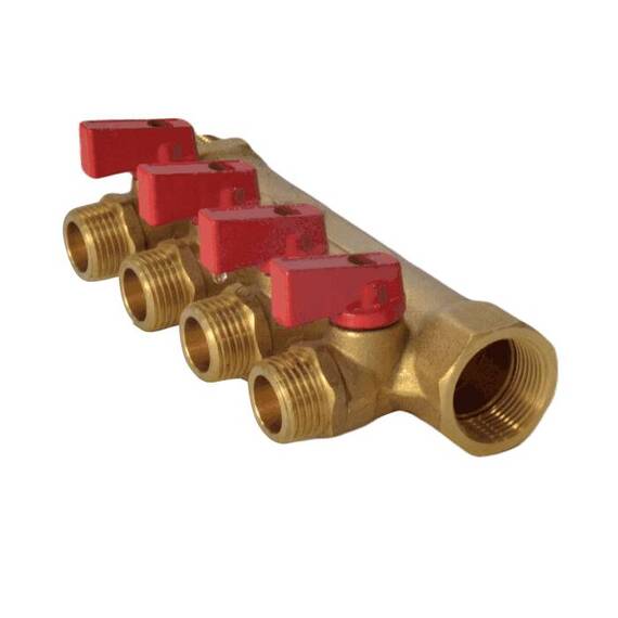 Коллектор лат шар/к красн 3/4&quot; м/р 4в 1/2&quot; н/р 35мм Aquasfera 9026-03, фото , изображение 2