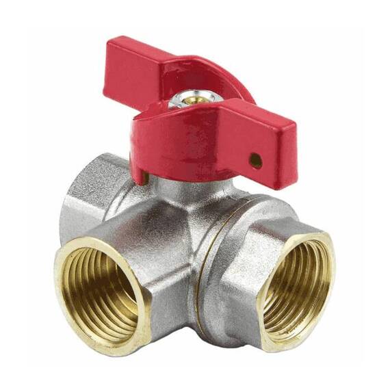 Кран шар лат 1021 Euro нк Ду15 Ру40 м/м полн 3-ход баб Aquasfera 1021-01, фото 