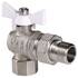Кран шар. Valtec VT.228.NW.04 BASE ВН 1/2" с американкой бабочка белая угловой, фото 